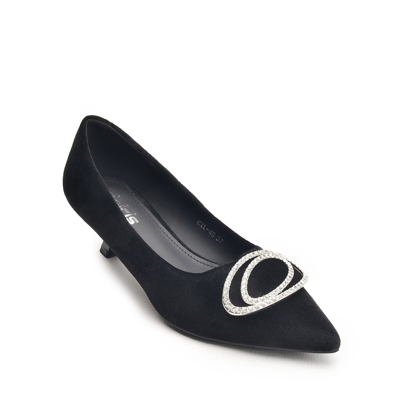 Black Court Shoes with Crystal Buckle | 495N-C Dolcis