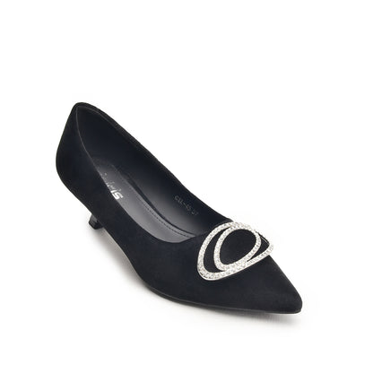 Black Court Shoes with Crystal Buckle | 495N-C Dolcis
