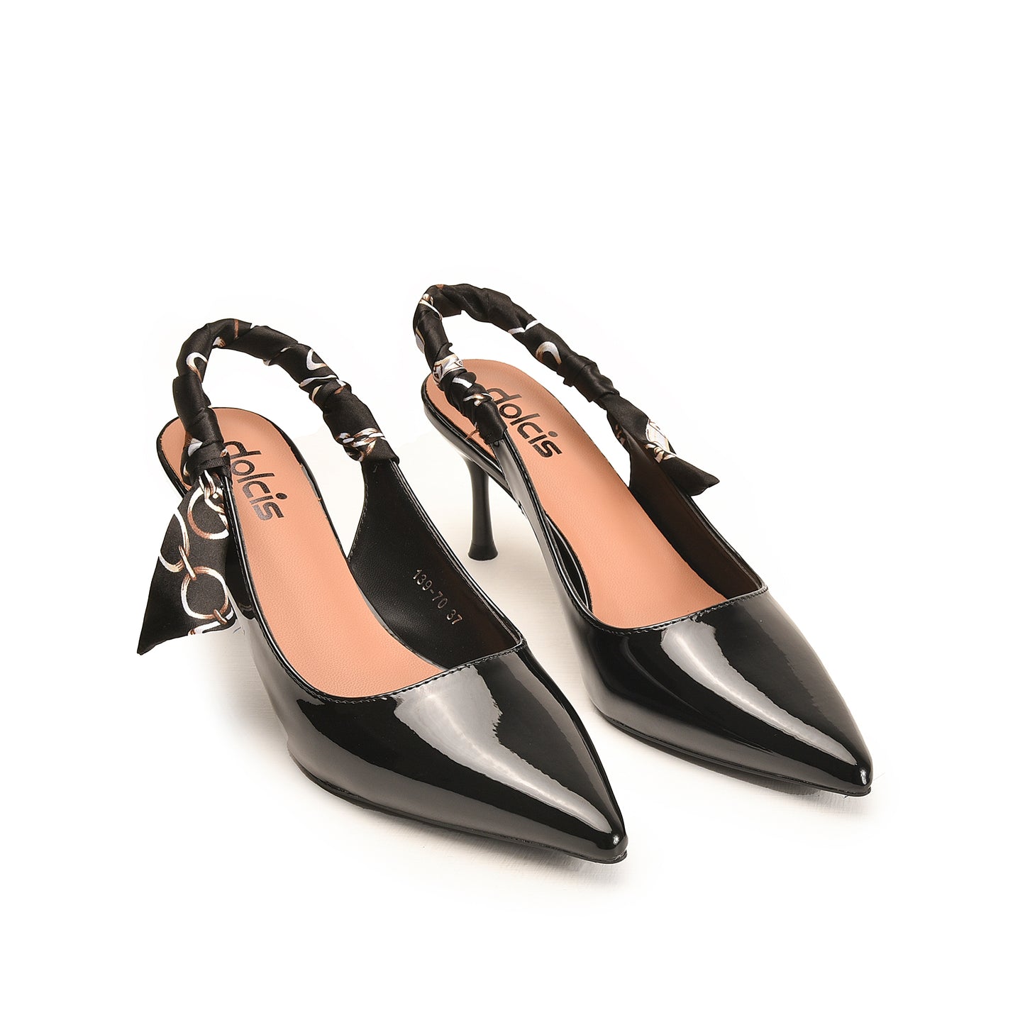 Glossy Black Slingback Heels | 473N-C Dolcis