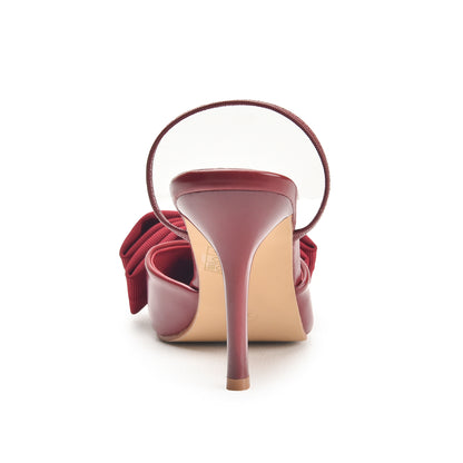 Maroon High Heels with Bow Detail | 497N-M
