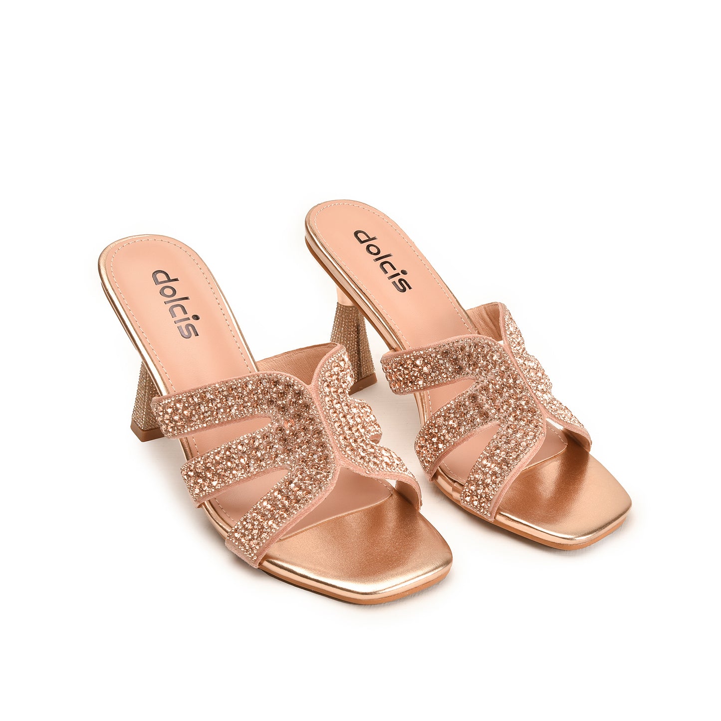 Sparkling Peach Crystal Embellished Heels | 578L-PX Dolcis