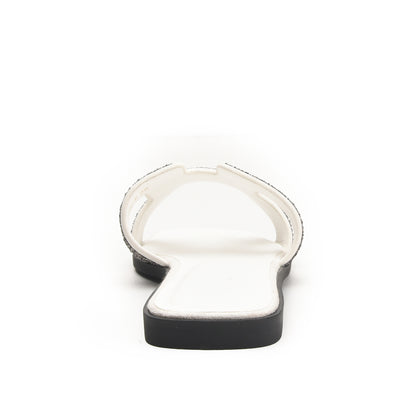 White Glitter Strap Flats Slippers | 581L-W Dolcis