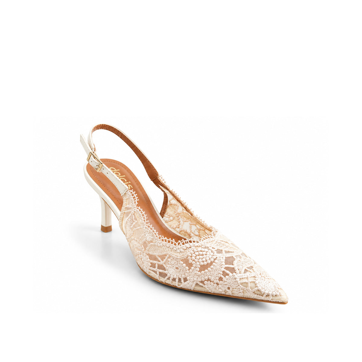 Beige Lace Affair Heels Pumps | 446P-F