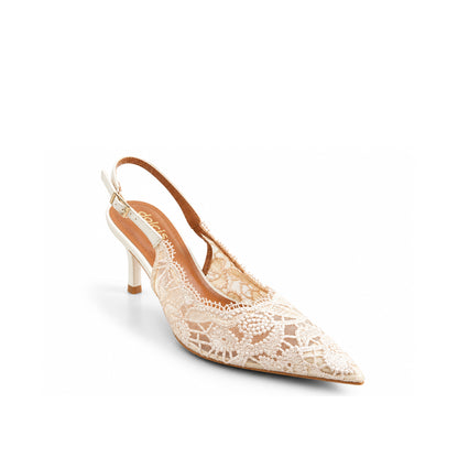 Beige Lace Affair Heels Pumps | 446P-F