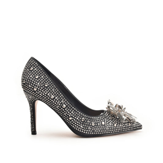 Crystal Embellished Black Heels | 487N-C Dolcis