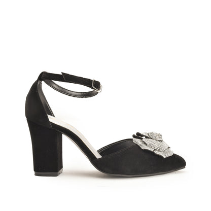 Elegant Black Bow Block Heels | 458N-C Dolcis
