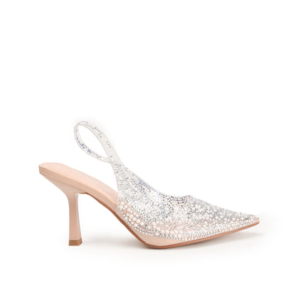 Silver Slingback Crystal Heels | 498N-F Dolcis