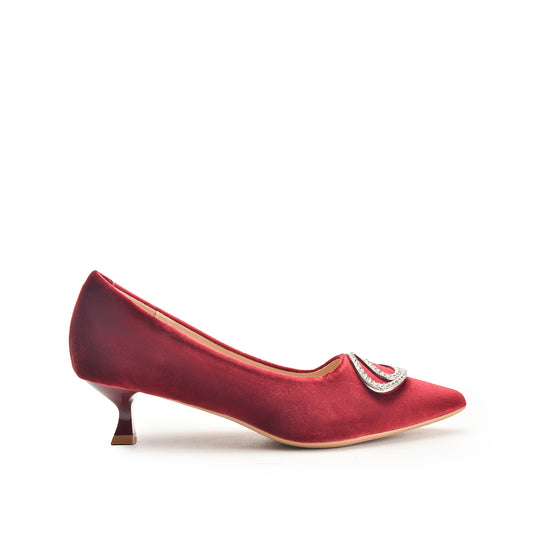 Maroon Court Shoes with Crystal Buckle | 495N-M Dolcis