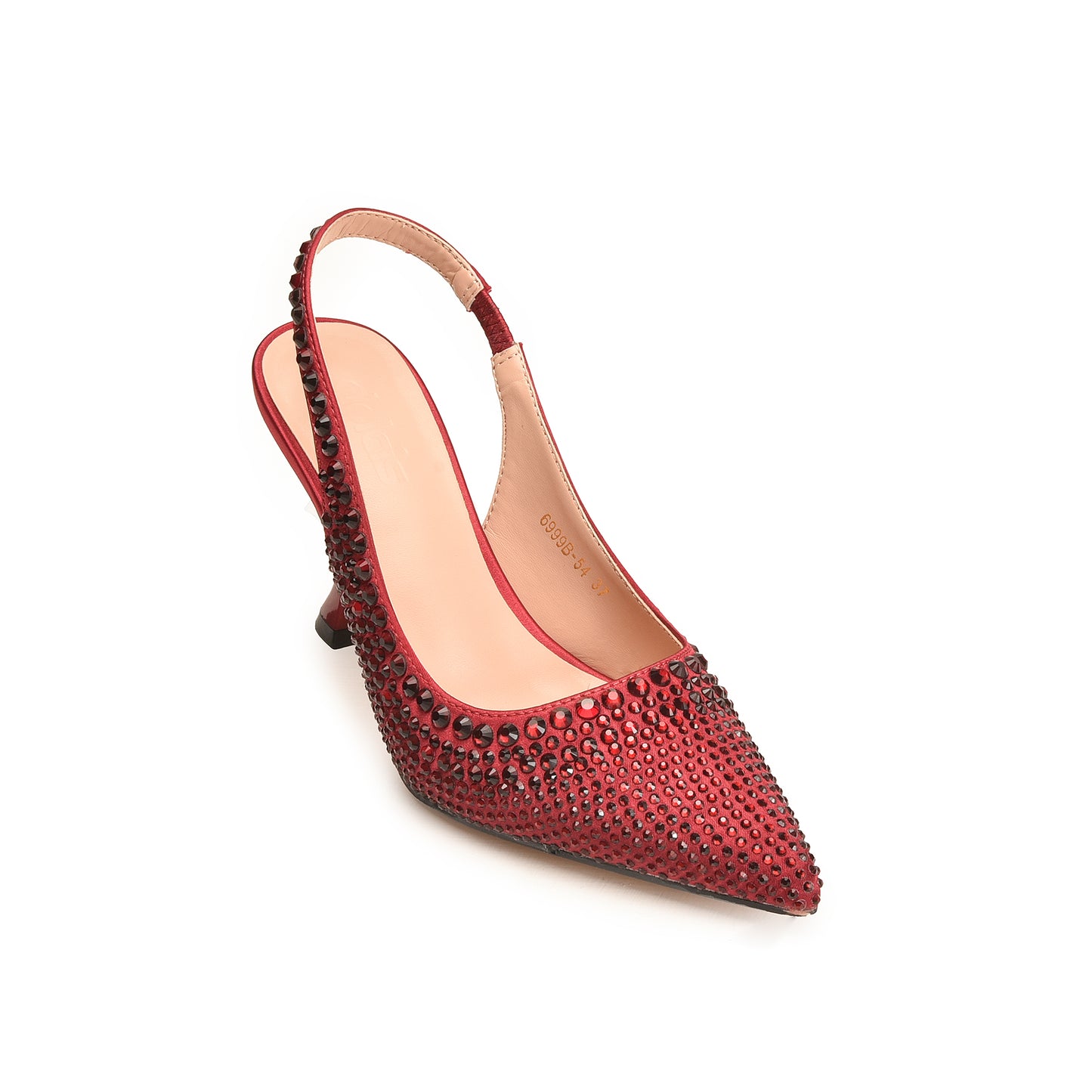 Bold Maroon Studded Slingback Heels | 423M-M Dolcis
