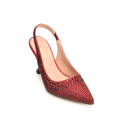 Bold Maroon Studded Slingback Heels | 423M-M Dolcis