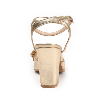 Gold Glam Bow Block Heels | 458N-X Dolcis