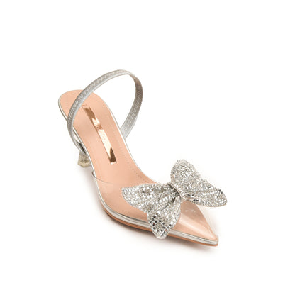 Silver Strappy Sandals with Toe Embellishment | 470N-S