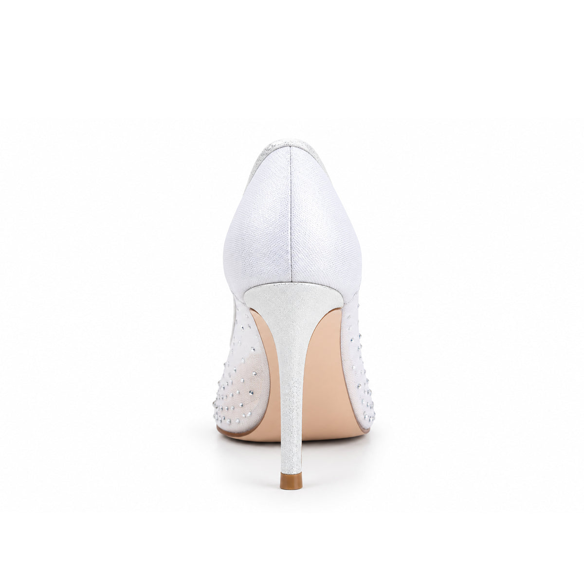 Silver Crystal-Embellished  Heels | 438P-S
