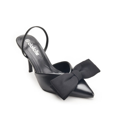 Black High Heels with Bow Detail | 497N-C