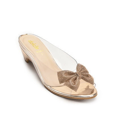 Transparent Gold Bow Mid Heels | 561L-X Dolcis