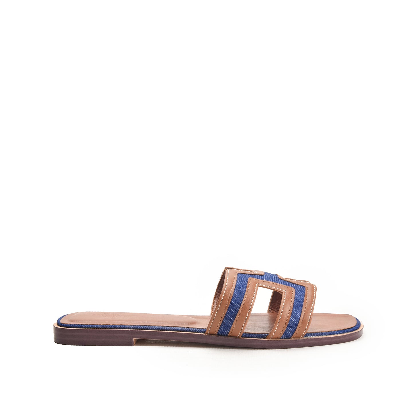 Women's Blue & Tan Open-Toe Slippers | 580L-Q