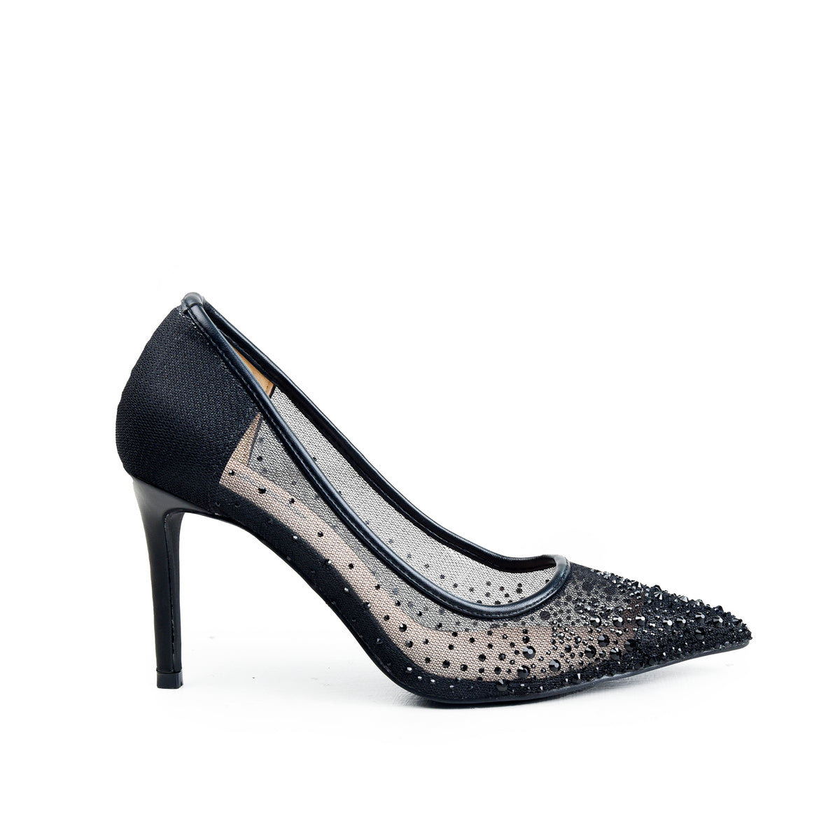 Black Crystal-Embellished Heels | 438P-C