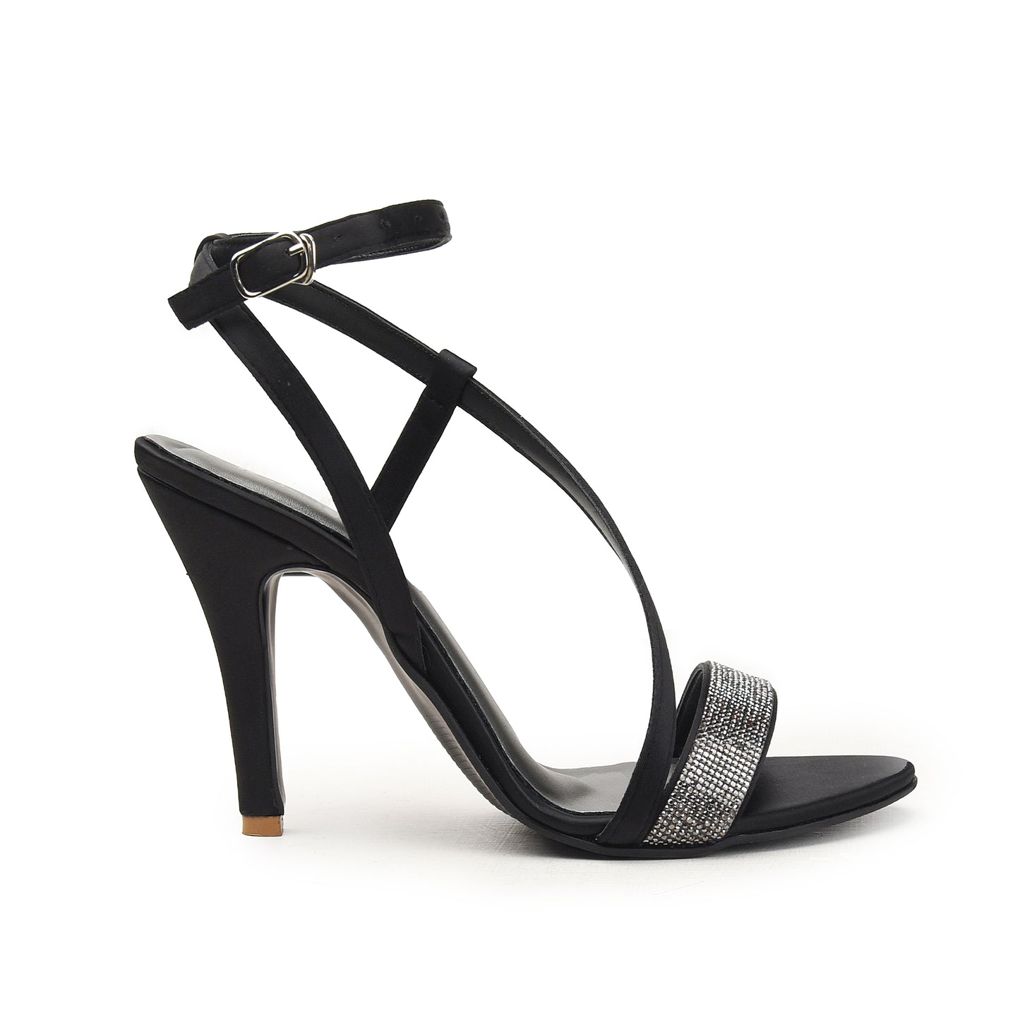 Black High Heels with Crystal Strap | 220H-C