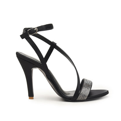 Black High Heels with Crystal Strap | 220H-C