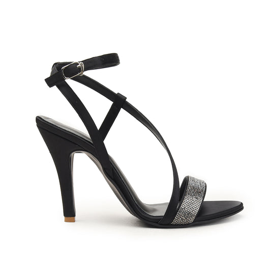 Black High Heels with Crystal Strap | 220H-C