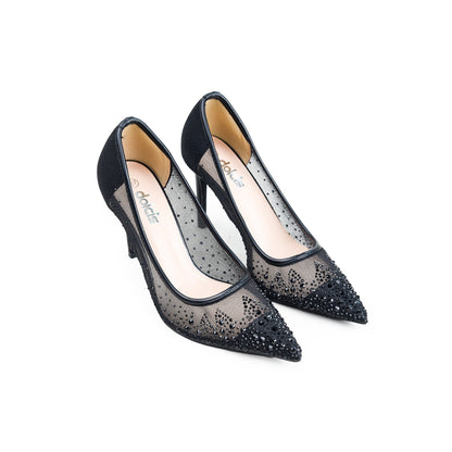 Black Crystal-Embellished Heels | 438P-C