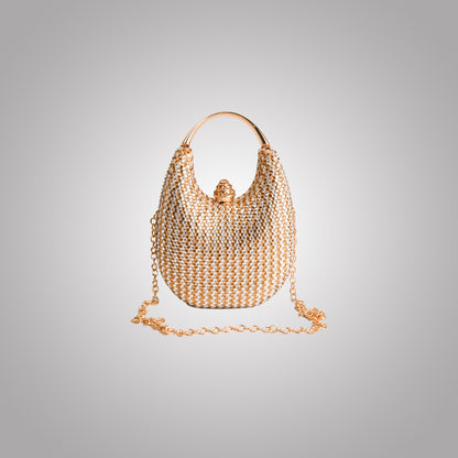 Classic Golden+Silver Swarovski Statement Clutch | C1446-XT