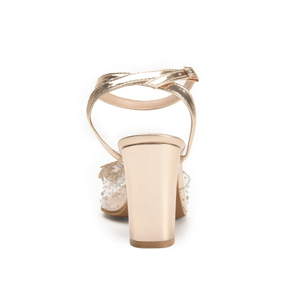 Transparent Block Heels with Golden Bow | 456N-X Dolcis