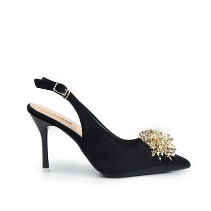 Black Sleek Slingback Heel  Pumps | 441P-C