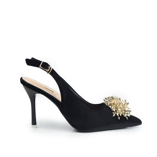 Black Sleek Slingback Heel  Pumps | 441P-C