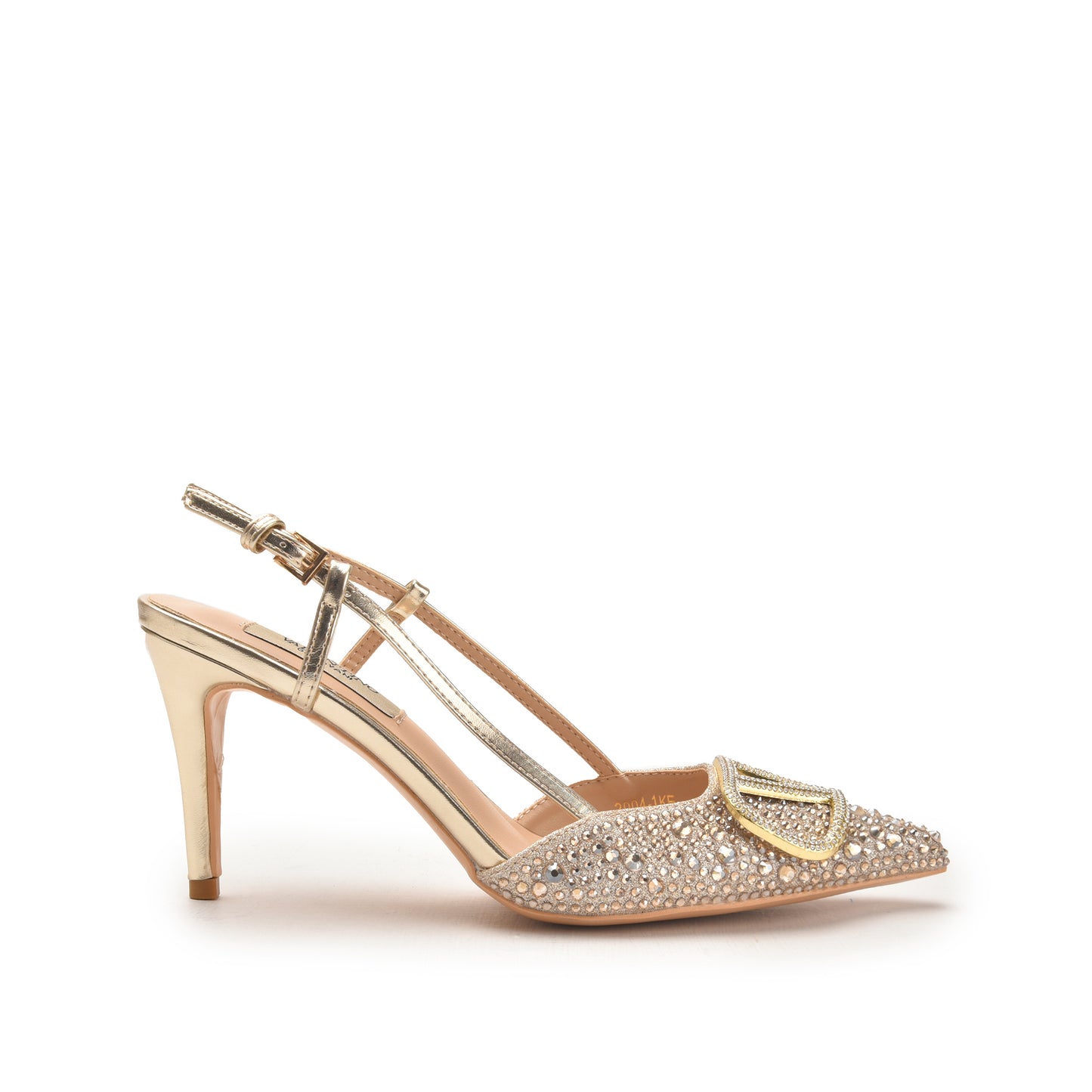 Golden Strappy Heels with Rhinestone Embellishment | 479M-LX