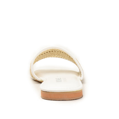 White & Beige Textured Slide Flats Slippers| 521M-W
