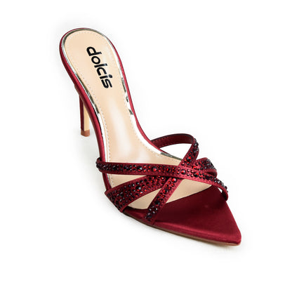 Maroon Crystal Strap Party-Heels | 510N-M