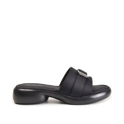 Black Buckle Strap Comfort Flats | 503M-C Dolcis