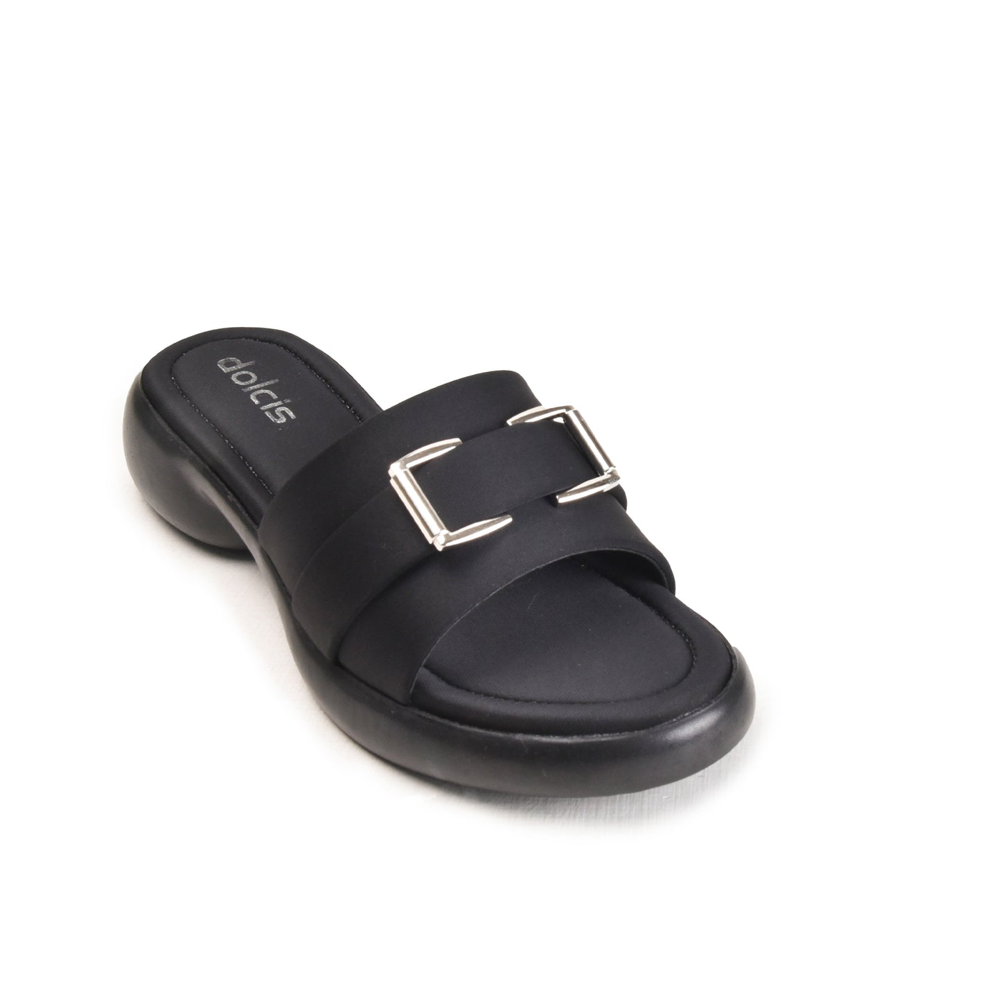 Black Buckle Strap Comfort Flats | 503M-C Dolcis
