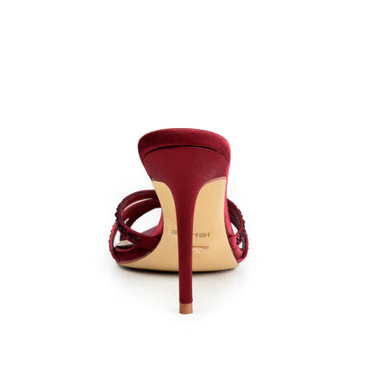 Maroon Crystal Strap Party-Heels | 510N-M