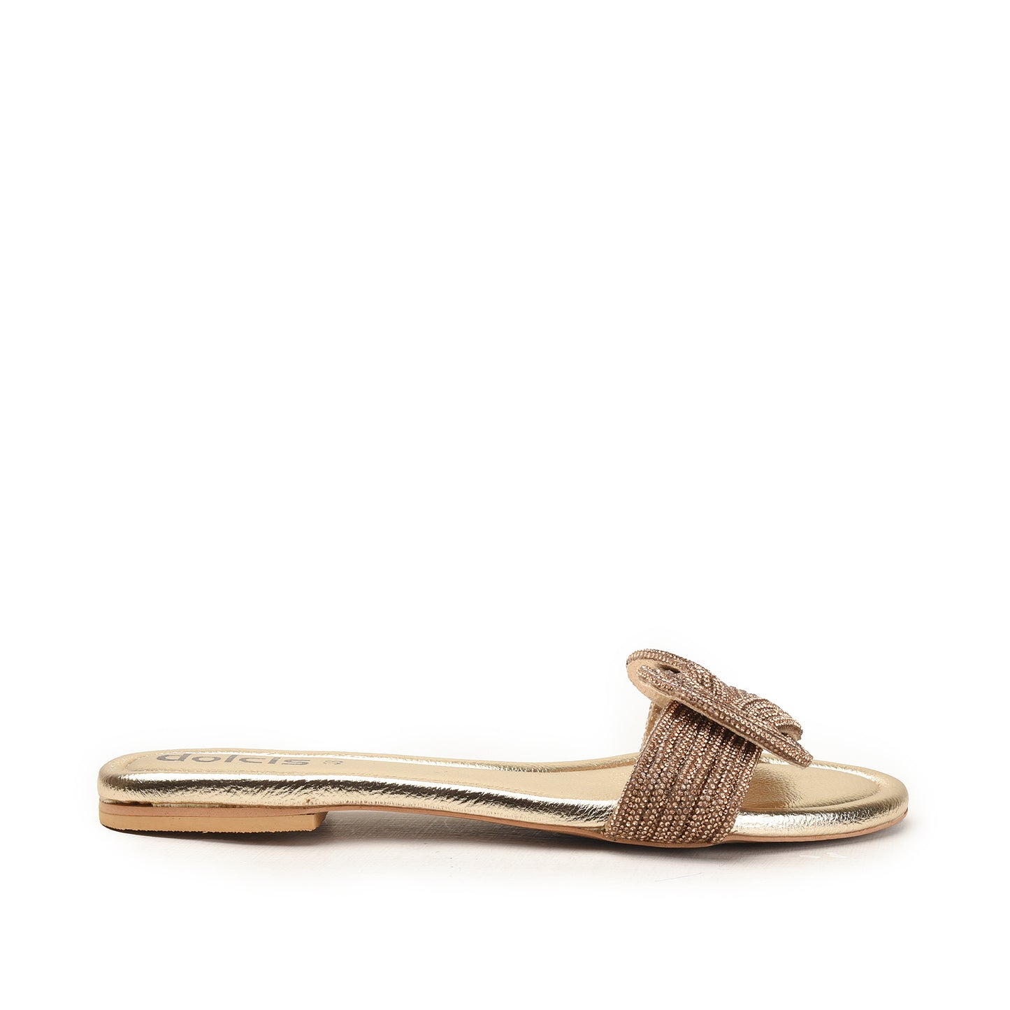 Gold Glitter Bow Flats for Women Slippers | 562L-X