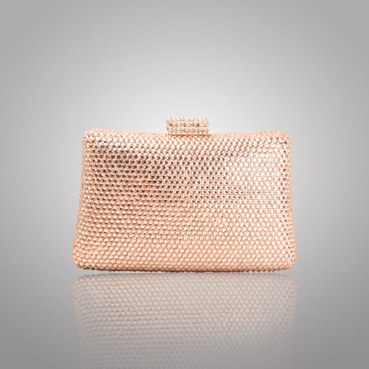 Premium  Rose Gold  Rectangular Swarovski Clutch | C1341-PX