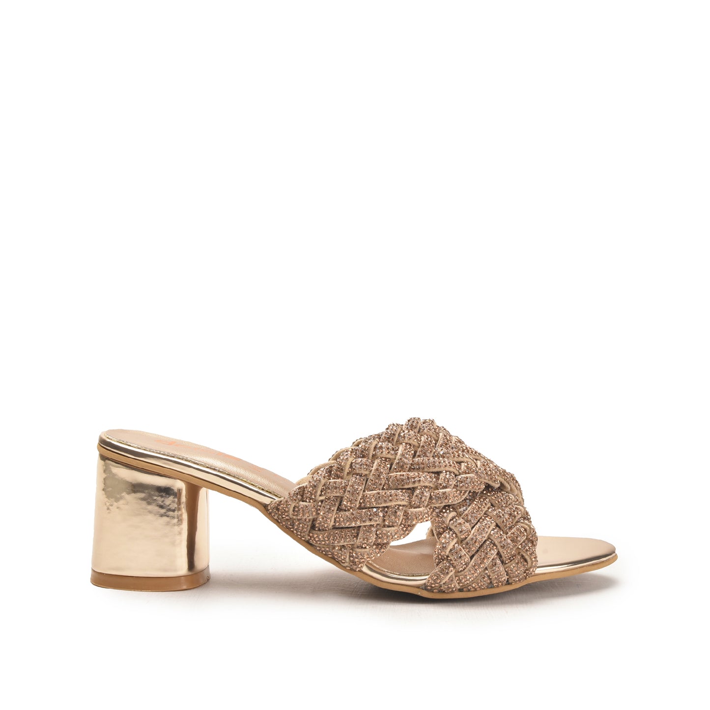 Golden Braided Block Heels for Women | 573L-X Dolcis