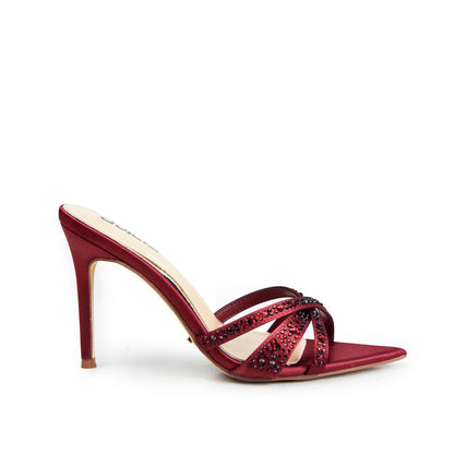 Maroon Crystal Strap Party-Heels | 510N-M