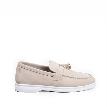 Classic Beige Suede Loafers| 20044C-F