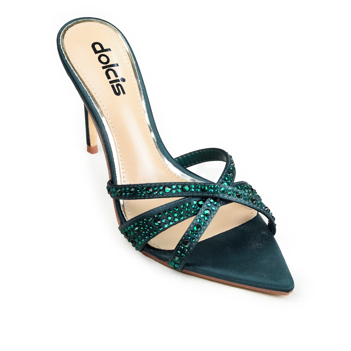 Green Crystal Strap Party-Heels | 510N-K