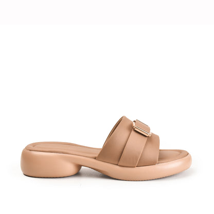 Beige Buckle Strap Comfort Flats | 503M-BI Dolcis