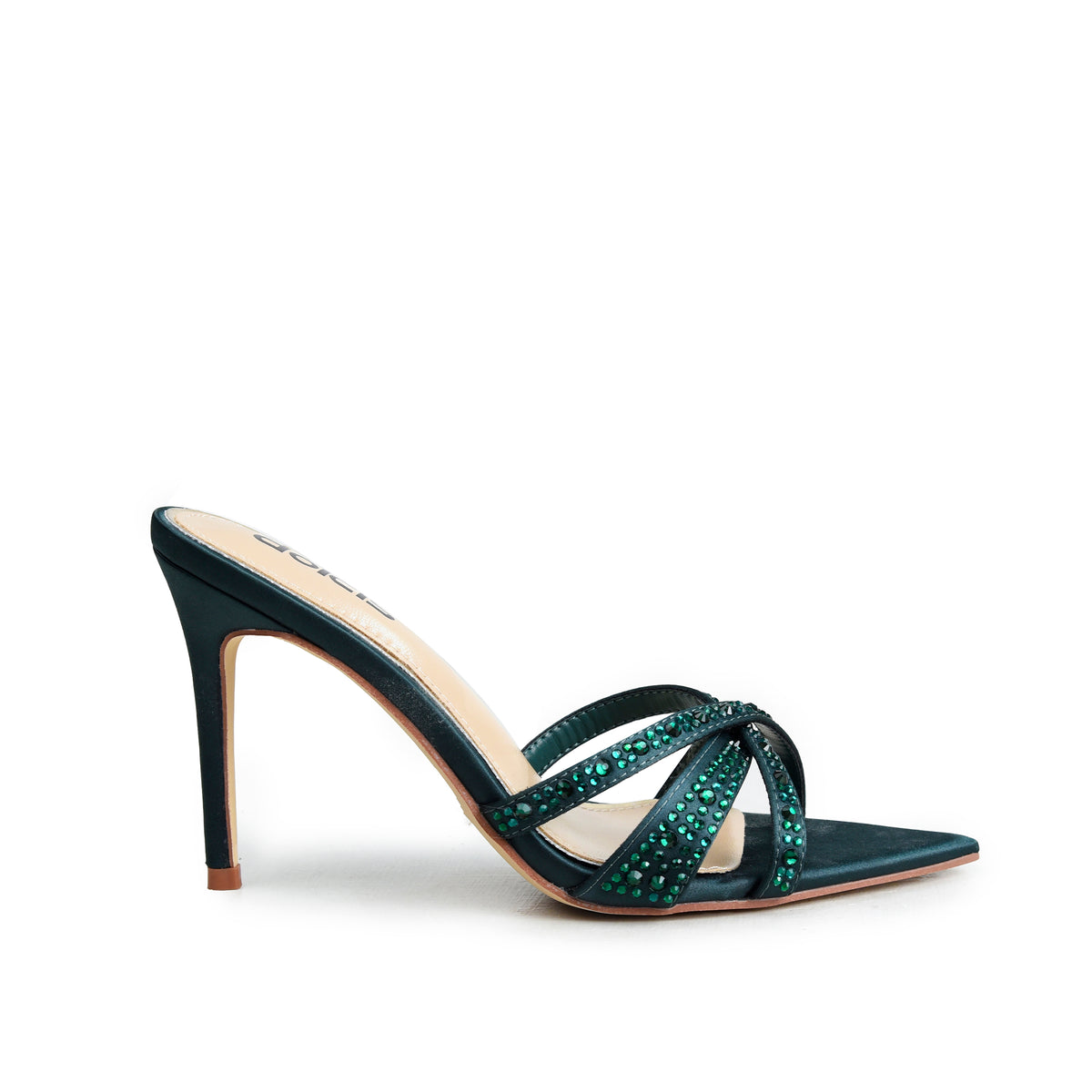 Green Crystal Strap Party-Heels | 510N-K