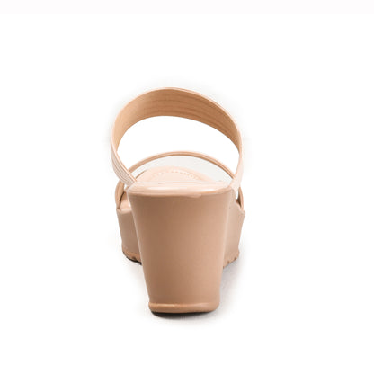 Beige Double Strap Wedge Slip-On Flats | 501M-F Dolcis