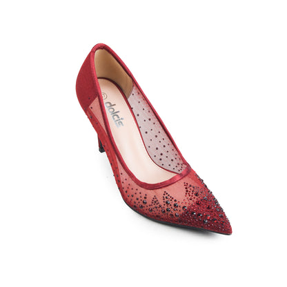 Maroon Crystal-Embellished  Heels | 438P-M