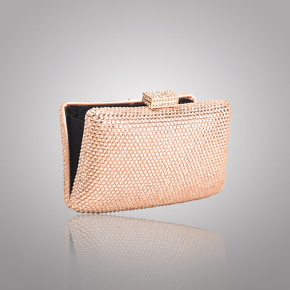 Premium  Rose Gold  Rectangular Swarovski Clutch | C1341-PX