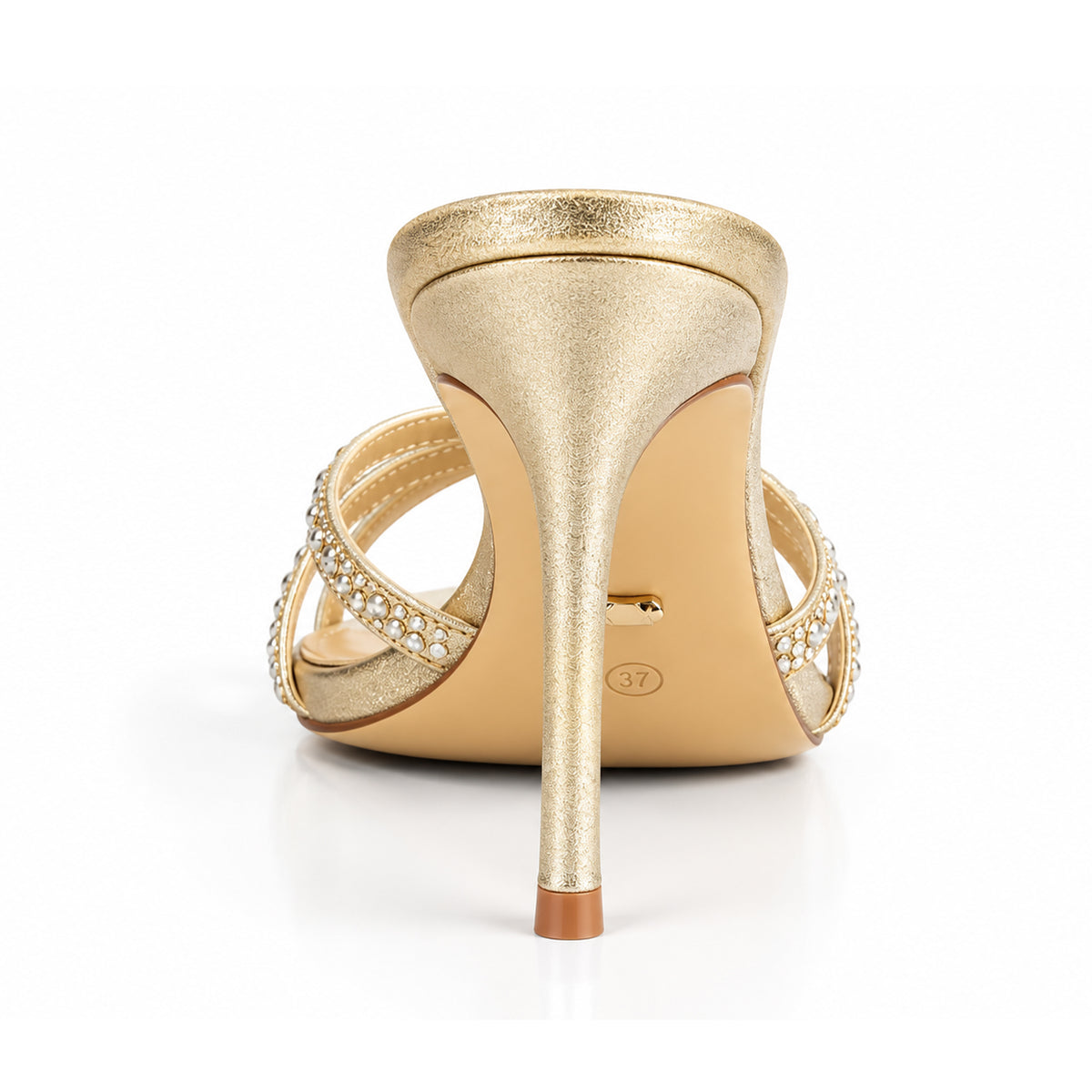 Golden Crystal Strap Party-Heels | 510N-X