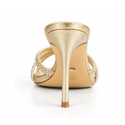 Golden Crystal Strap Party-Heels | 510N-X