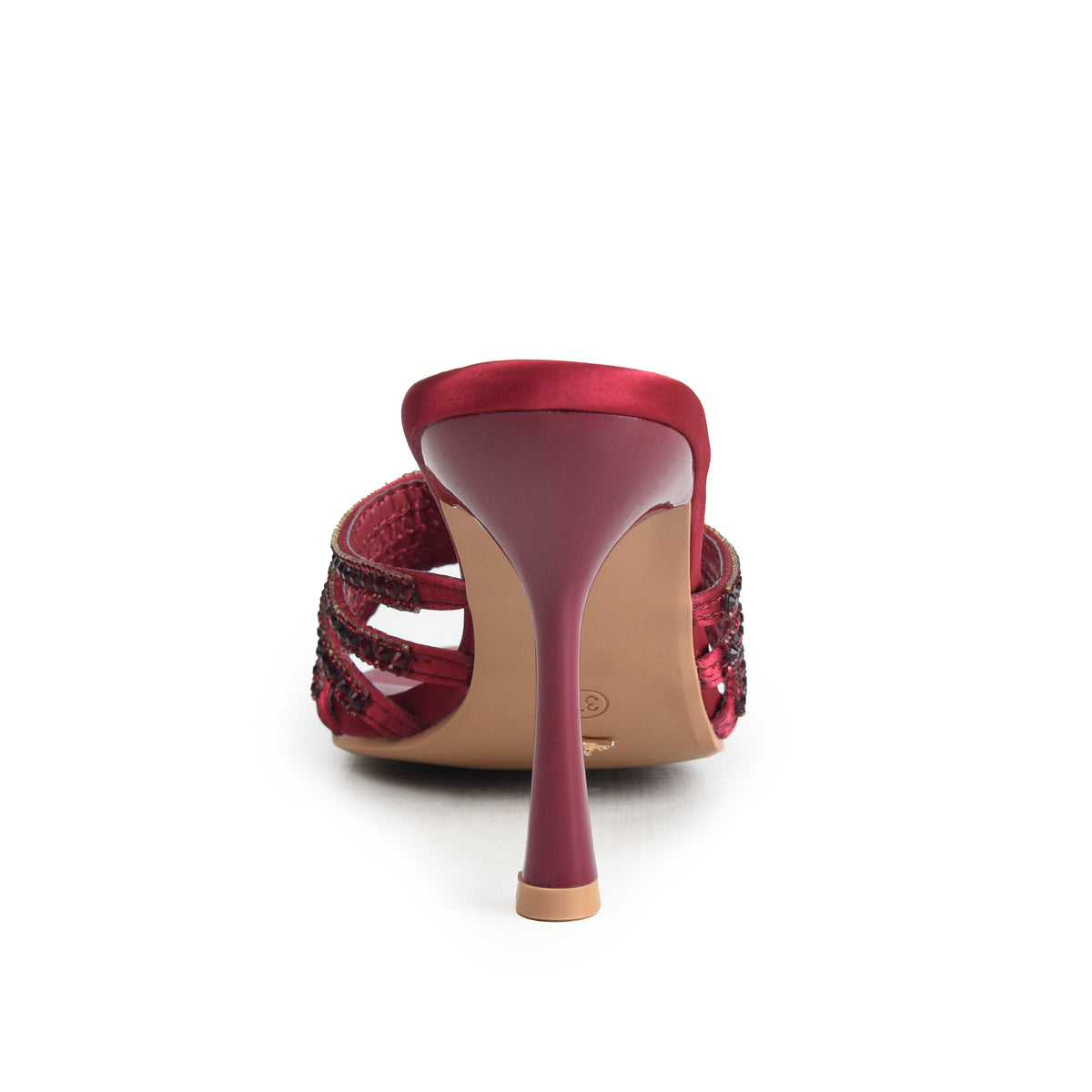 Maroon Crystal Strap Party Heels | 512N-M