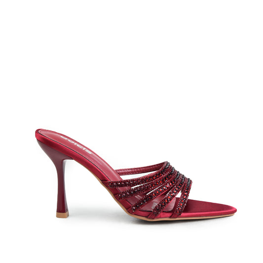 Maroon Crystal Strap Party Heels | 512N-M